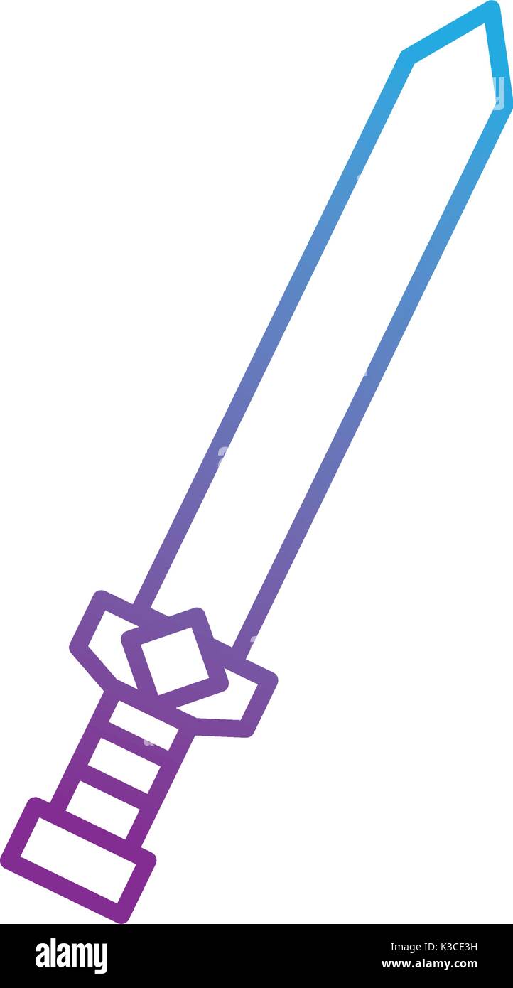 line video game sword medieval weapon protection Stock Vector Image ...
