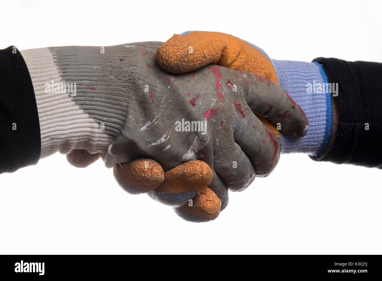 Isolated workers hands shaking hands and wearing gloves Stock Photo Alamy