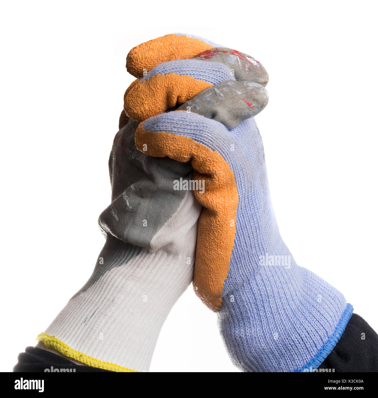 Isolated workers hands shaking hands and wearing gloves Stock Photo Alamy
