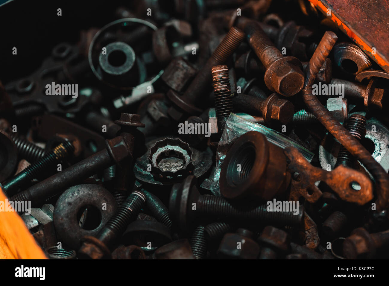 Old metal bolts and nuts Stock Photo