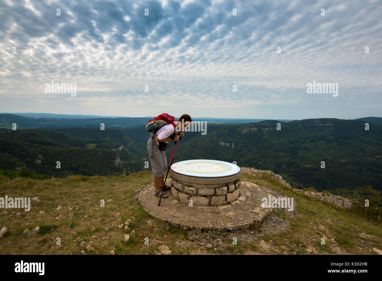 Discovering the surrounding mountains during a tacking tour in the french Jura region Stock Photo