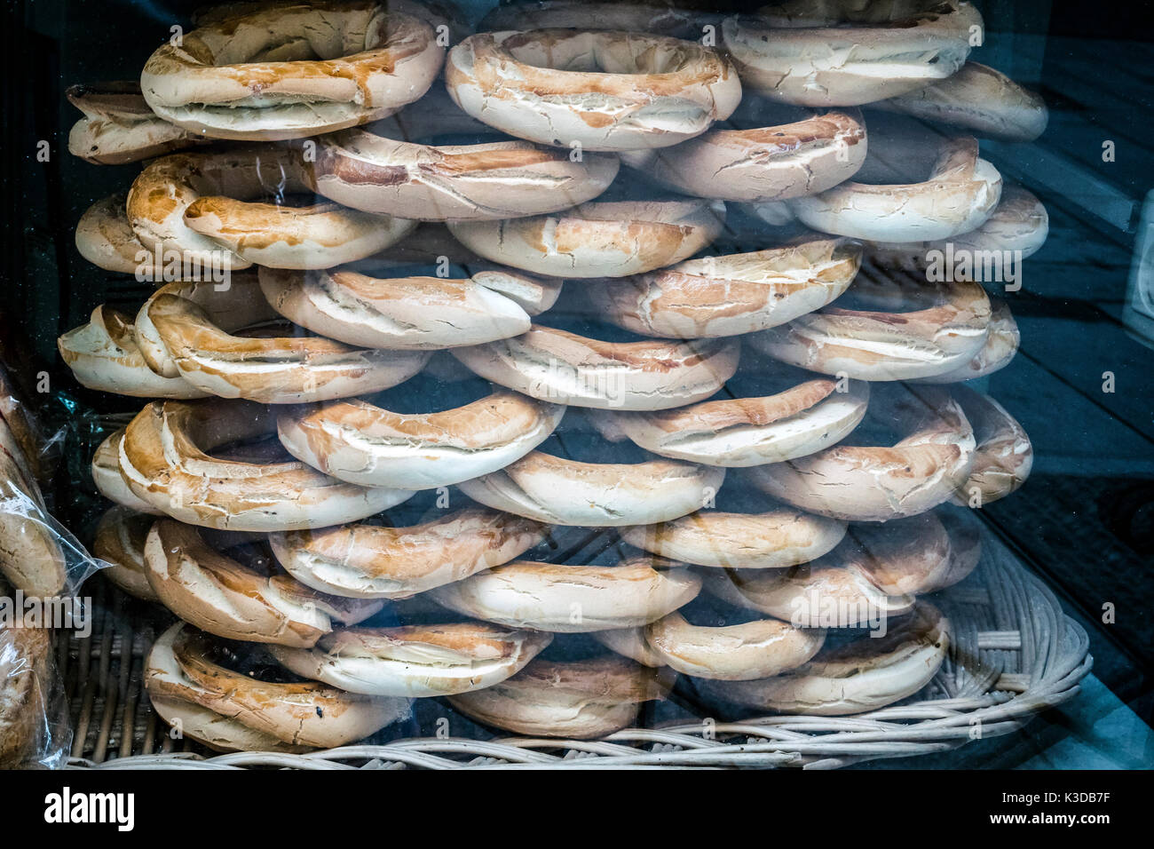 Typical threads of bread in a showcase Stock Photo Alamy