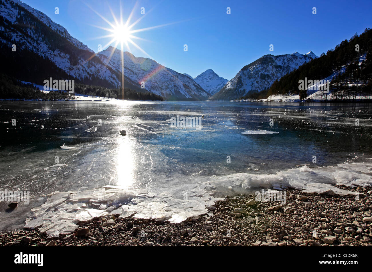Austria, Tyrol, Ammergauer alps, Plansee, Plansee, Stock Photo
