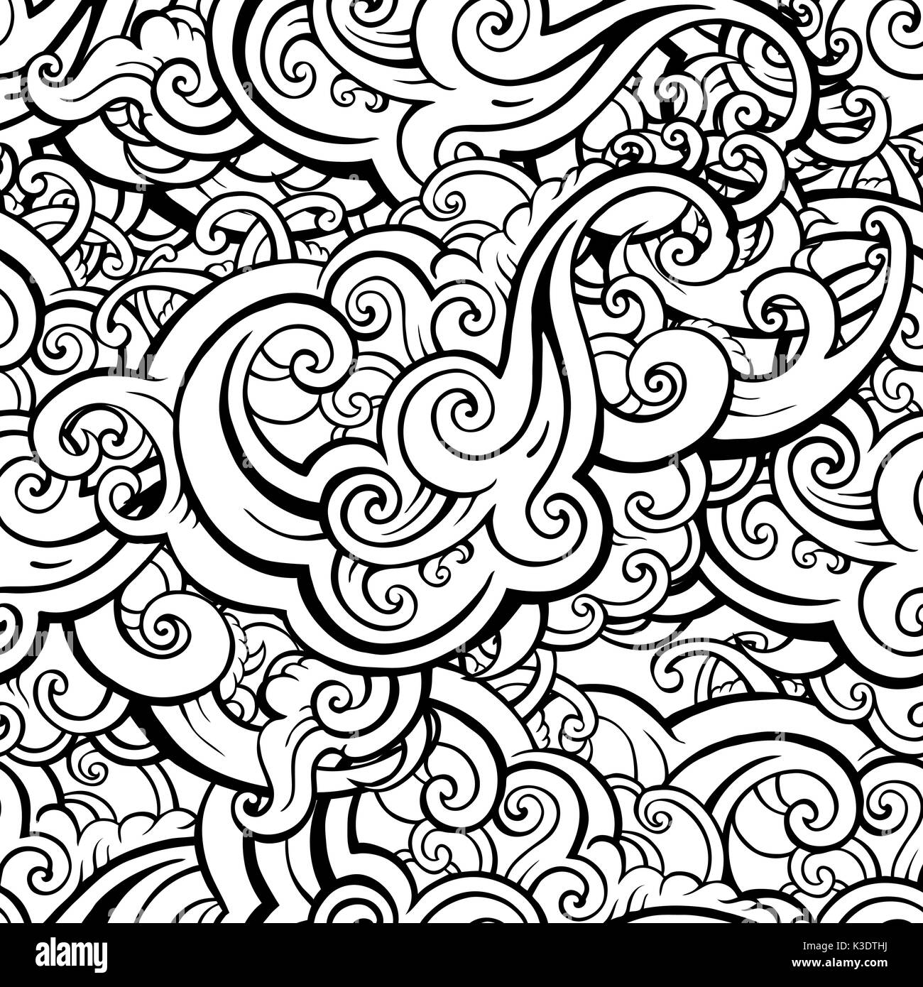 Sea waves vintage pattern Black and White Stock Photos & Images - Alamy