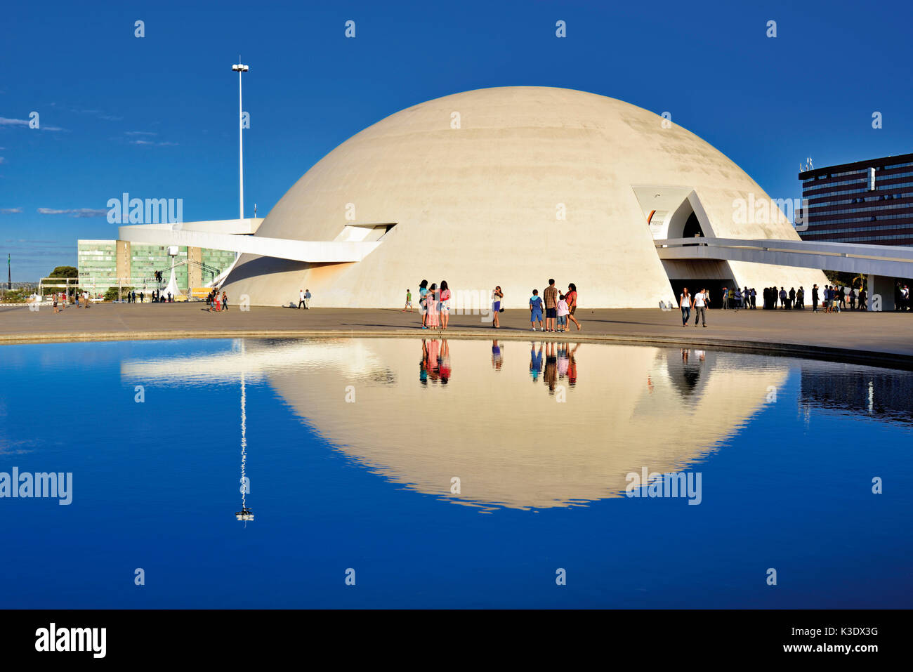 Brazil, Brazil, tourist in front of the national museum of Oscar Niemeyer, Stock Photo