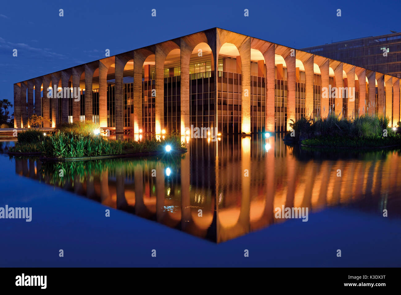 Brazil, Brazil, At night of illuminated Itamaraty palace of Oscar Niemeyer, Stock Photo