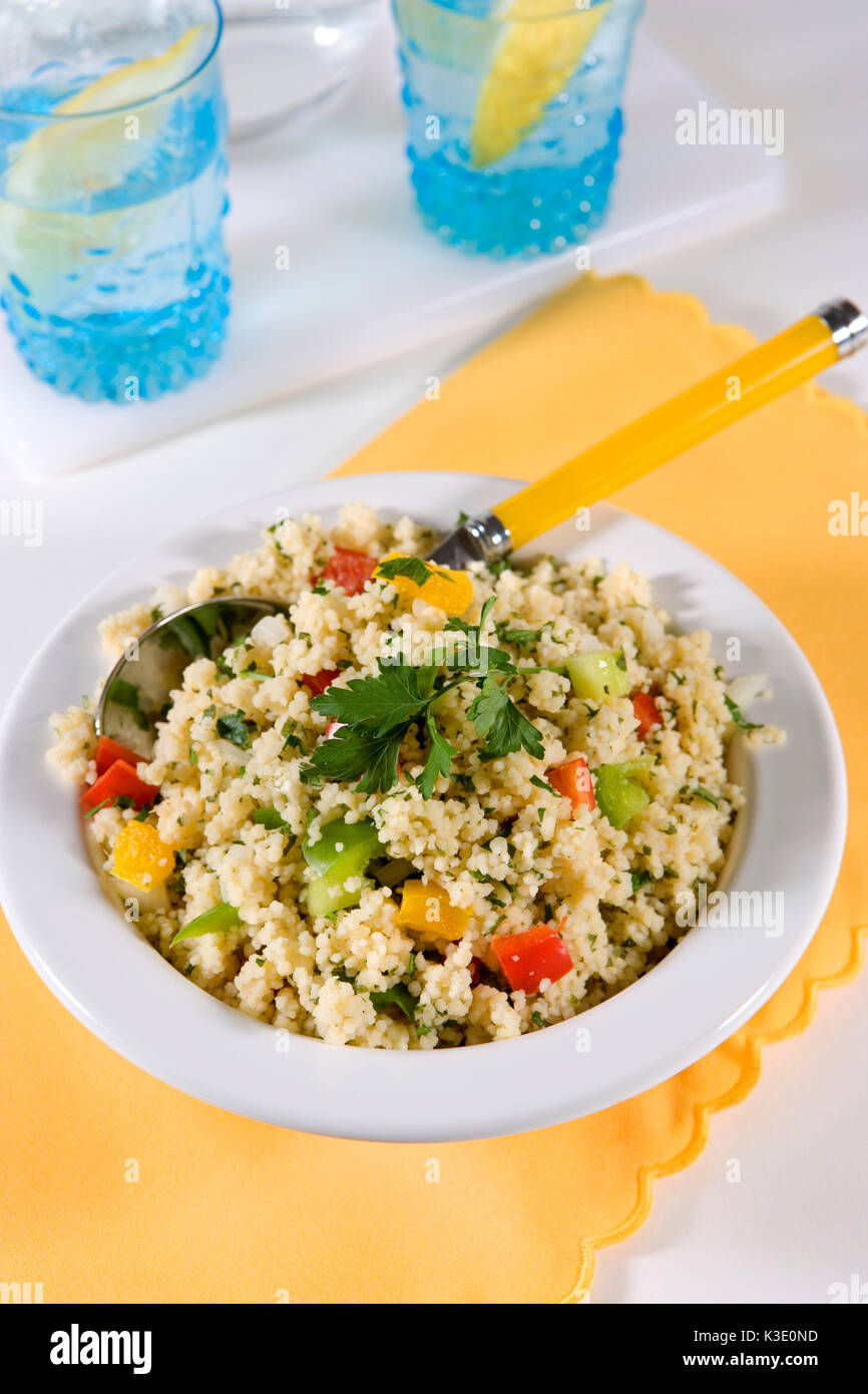 vegetarian dish, Taboulé, couscous salad, Lebanese parsley salad, white