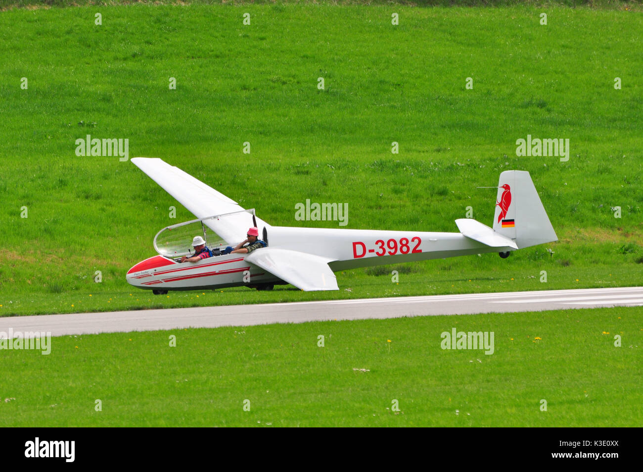 Germany, Bavaria, glider, doubles seater, runway, Stock Photo