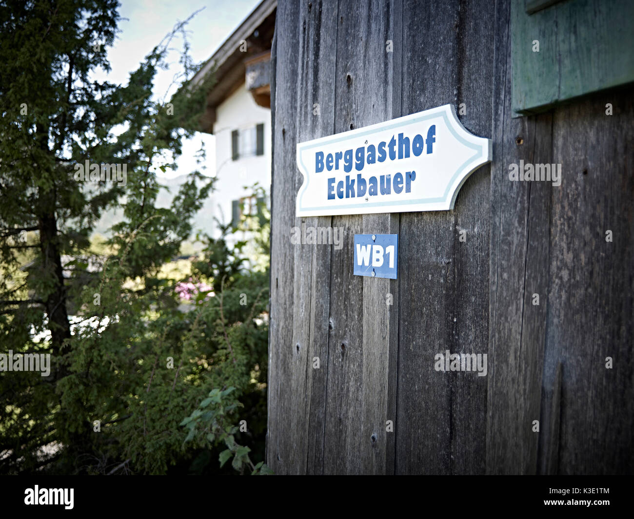 Signpost, mountain inn Eckbauer Stock Photo Alamy