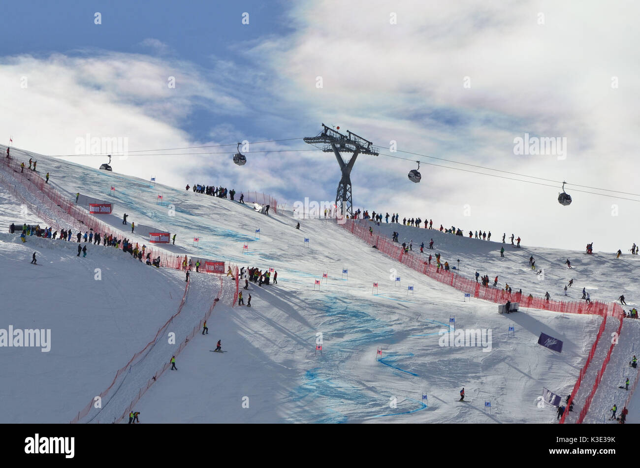 Skiing, ski race, ski world cup, ski slope, spectator Stock Photo