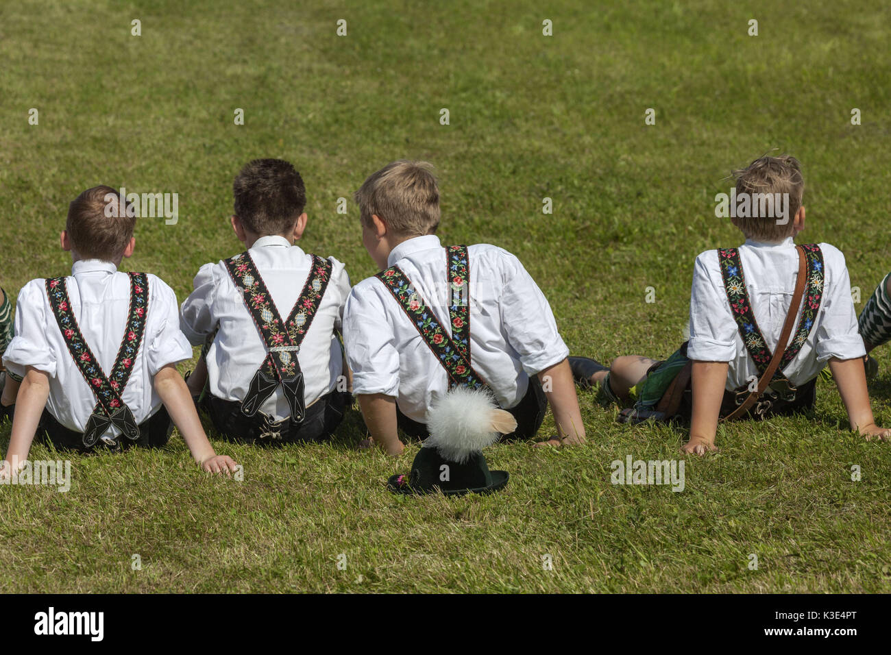 Local people at the regional youth festival, Eschenlohe, Upper Bavaria, Bavaria, Germany, Stock Photo