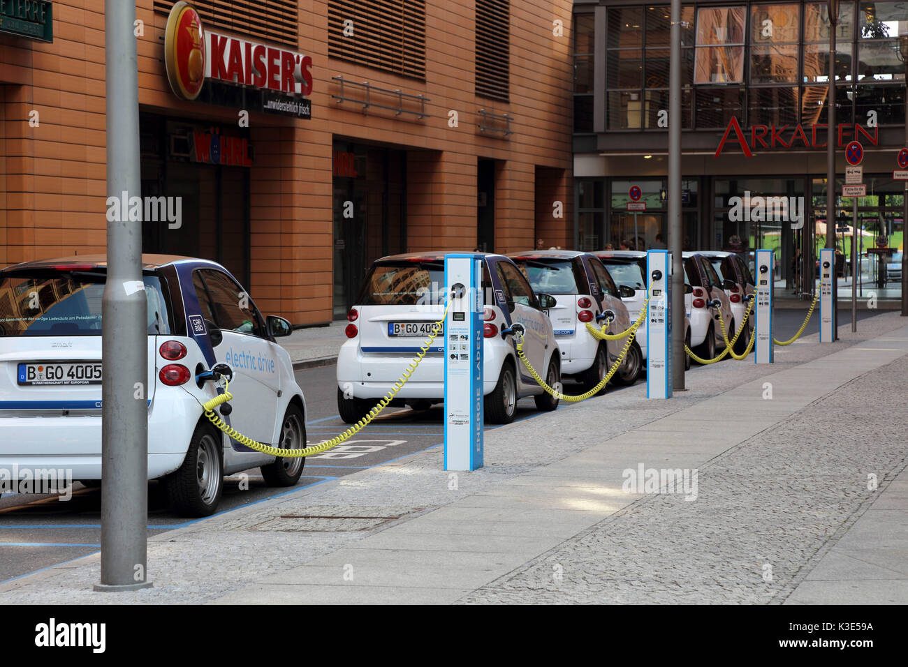 Germany, the Mitte district of Berlin, electric car, loading station Stock Photo
