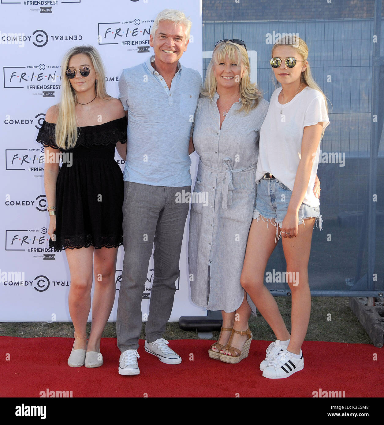 Photo Must Be Credited ©Alpha Press 078237 23/08/2016 Phillip Schofield and Wife Stephanie with daughters Molly Lowe and Ruby Lowe at the Comedy Central FriendsFest Launch Party in Haggerston Park, Hoxton, London. Stock Photo