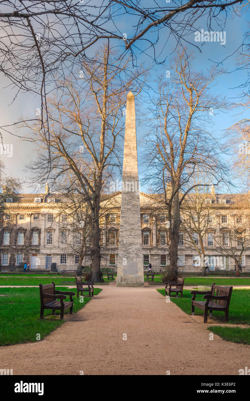 Queen Square Bath UK, the obelisk and garden in Queen Square, Bath