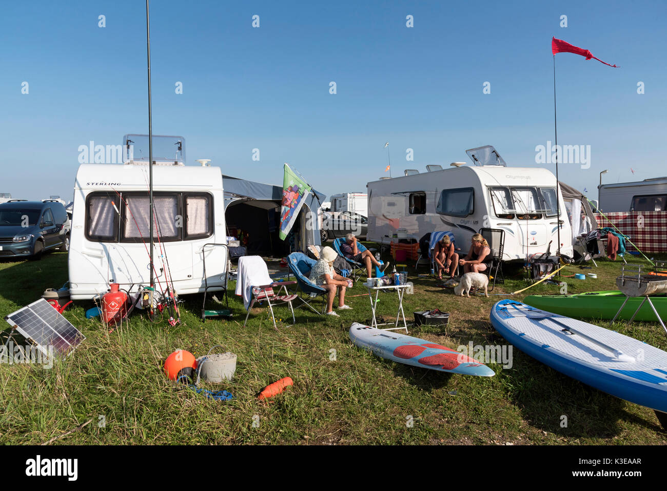 Caravans and campers at Calshot Activities caravan and camping ground