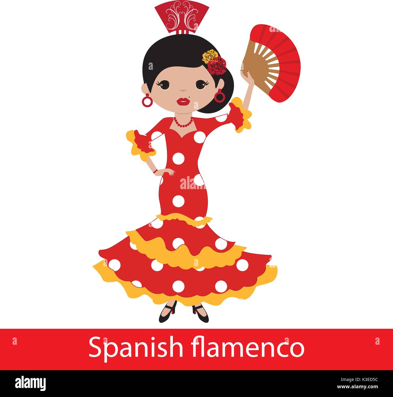 Girl in red flamenco dress Stock Vector