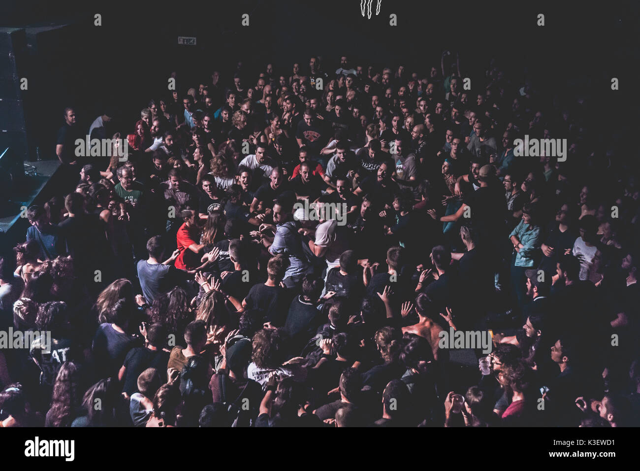 The fans are dancing during the concert of The rumjacks in Athens . (Photo by Ioannis Alexopoulos / Pacific Press) Stock Photo