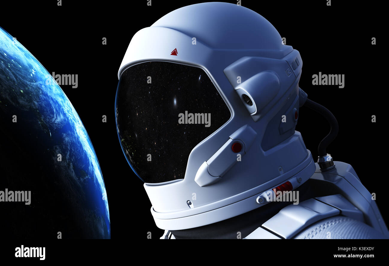 Spaceman in outer space. 3D illustration. Elements of this image furnished by NASA Stock Photo