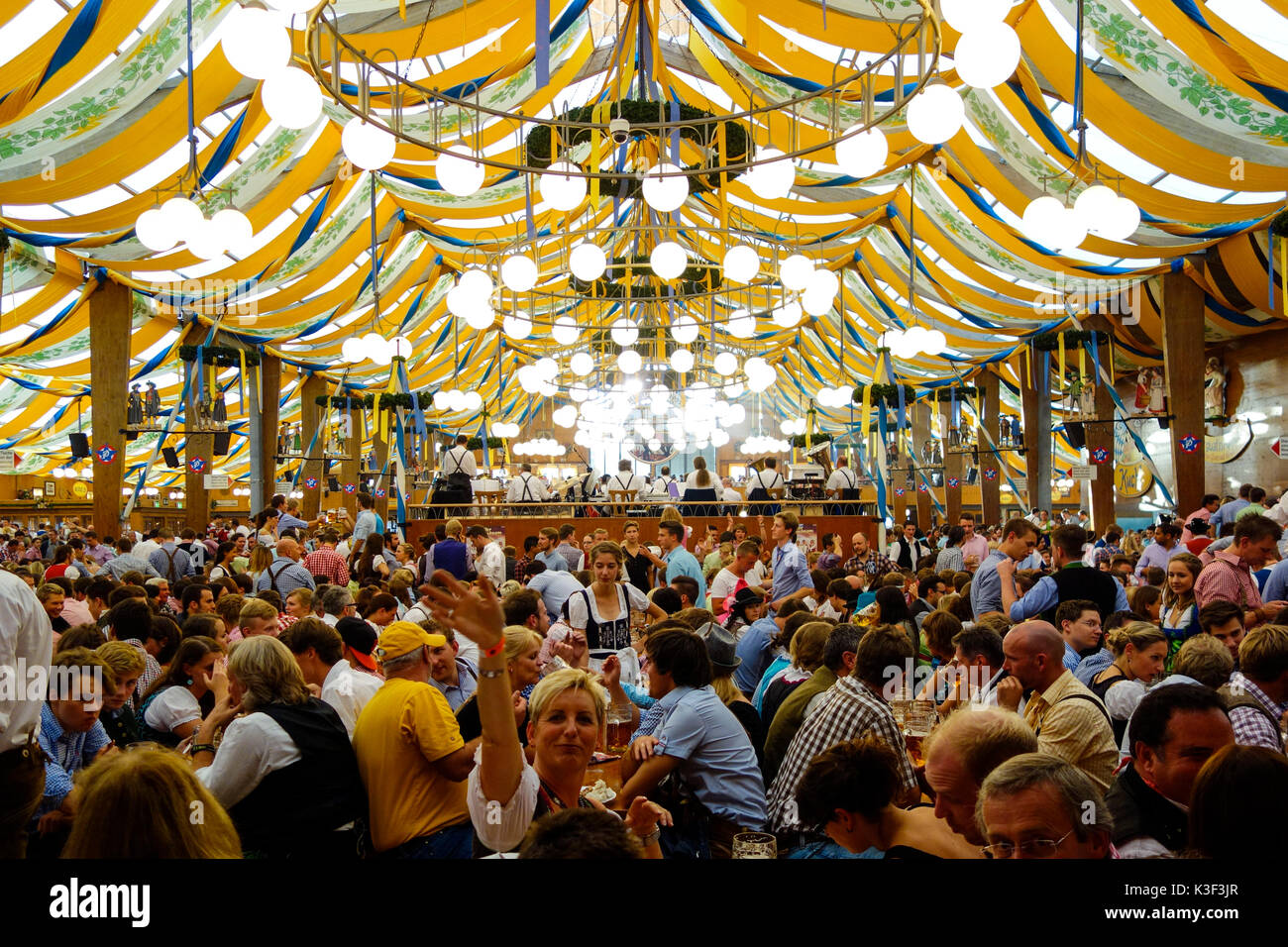 Visitor at the Munich Oktoberfest, Bavaria, Germany Stock Photo