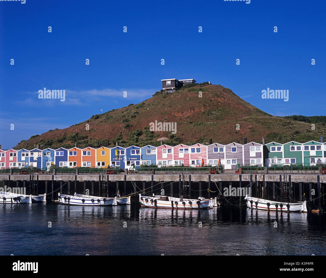 Lobster booths in the harbour, island Helgoland, Schleswig - Holstein, North Germany, Germany, Europe Stock Photo