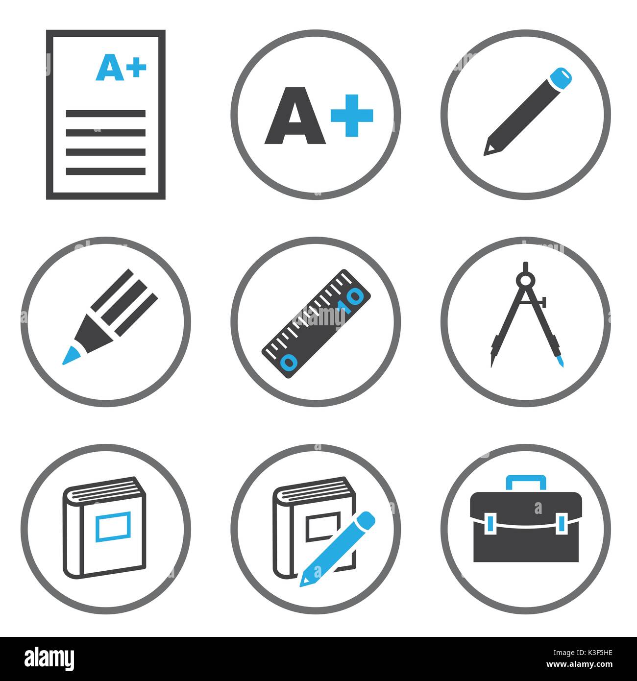 Set vector of Education line icons in circle line, flat design ...