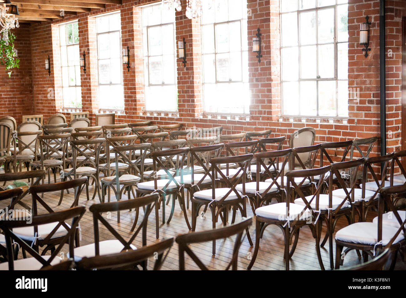 Rows of Chairs at Wedding Stock Photo