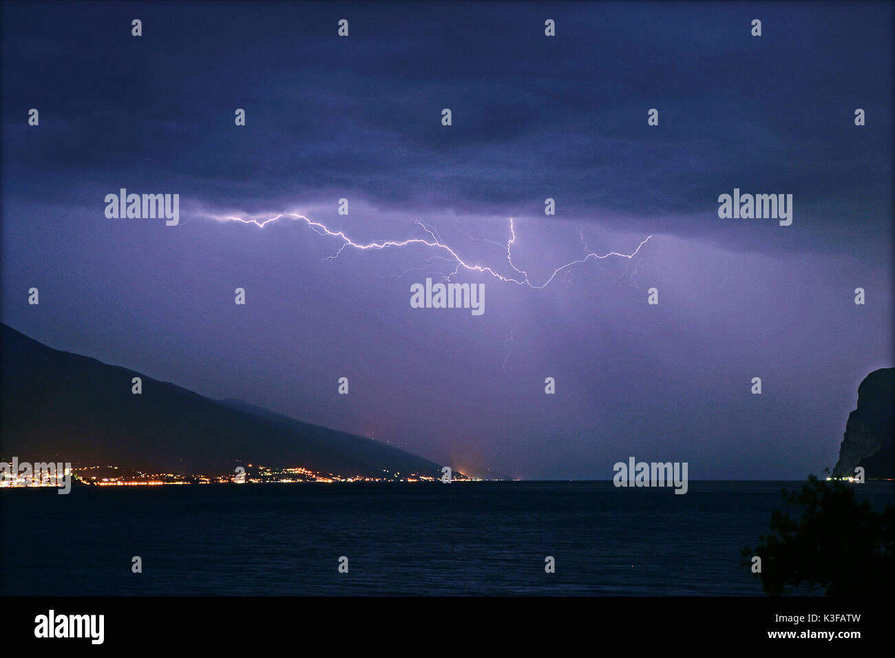 Flash over the Lake Garda Stock Photo