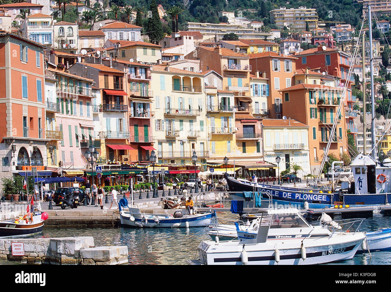 Harbour of Villefranche-Sur-Mer, Côte d'Azur, France Stock Photo