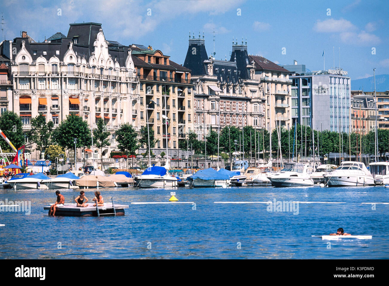Geneva in Lake Geneva, Switzerland Stock Photo