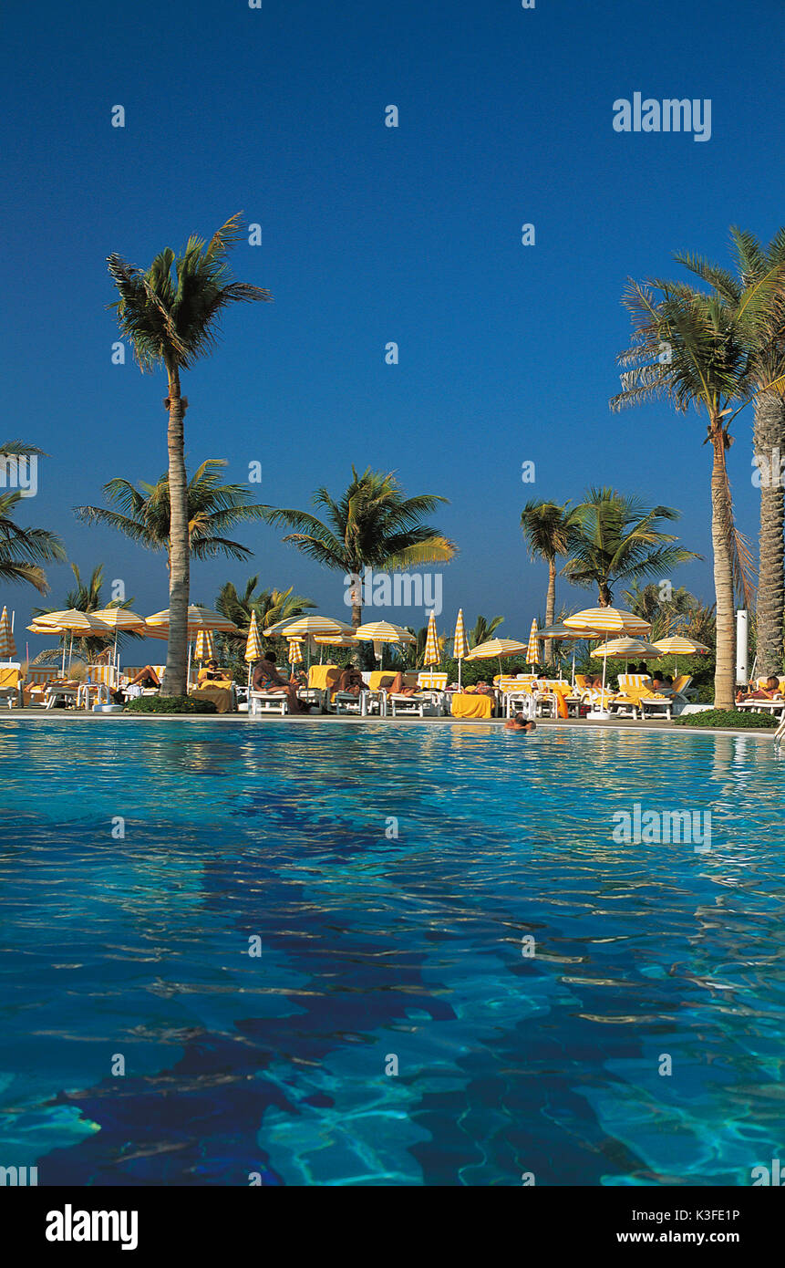 Swimming pool / pool of a holiday's hotel close palms Stock Photo
