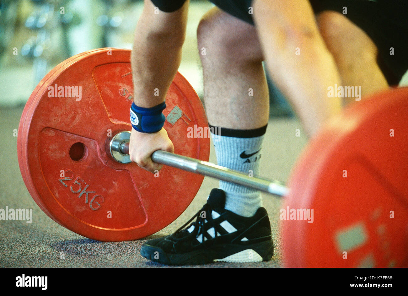 man at the weight lifting Stock Photo