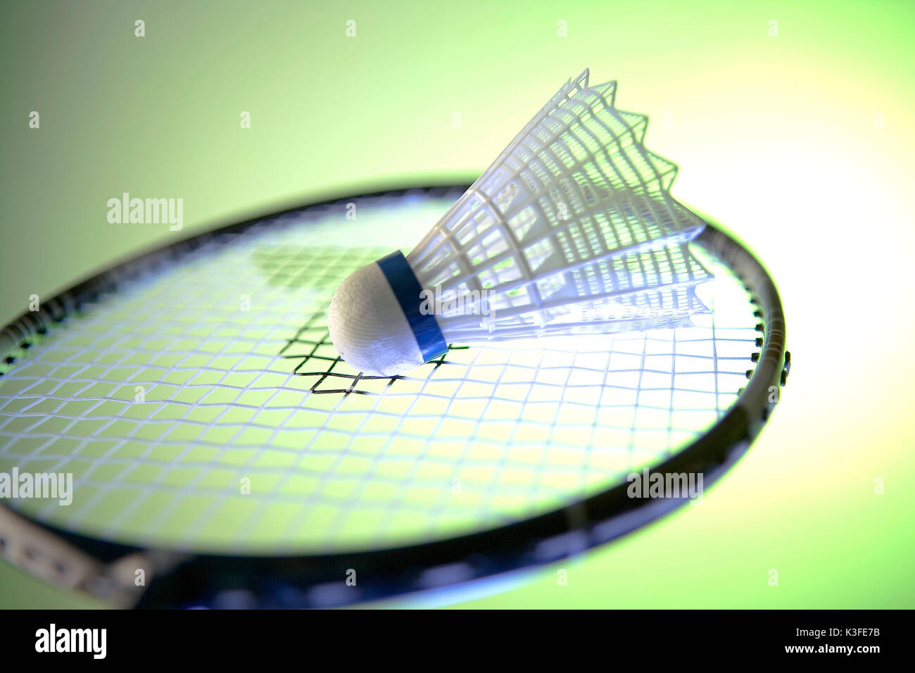 Badminton racquet and shuttlecock Stock Photo