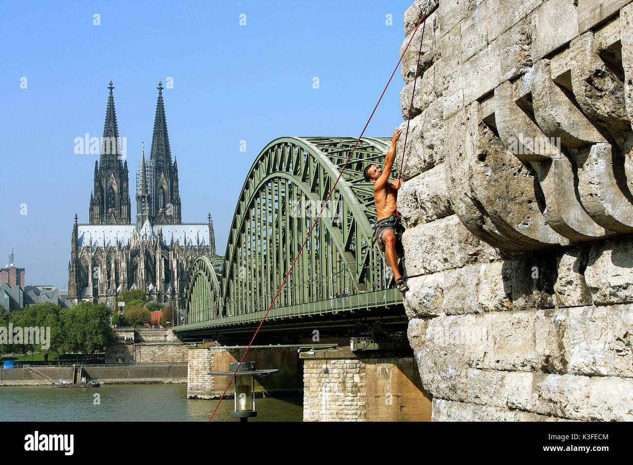 Freeclimbing in Cologne Stock Photo