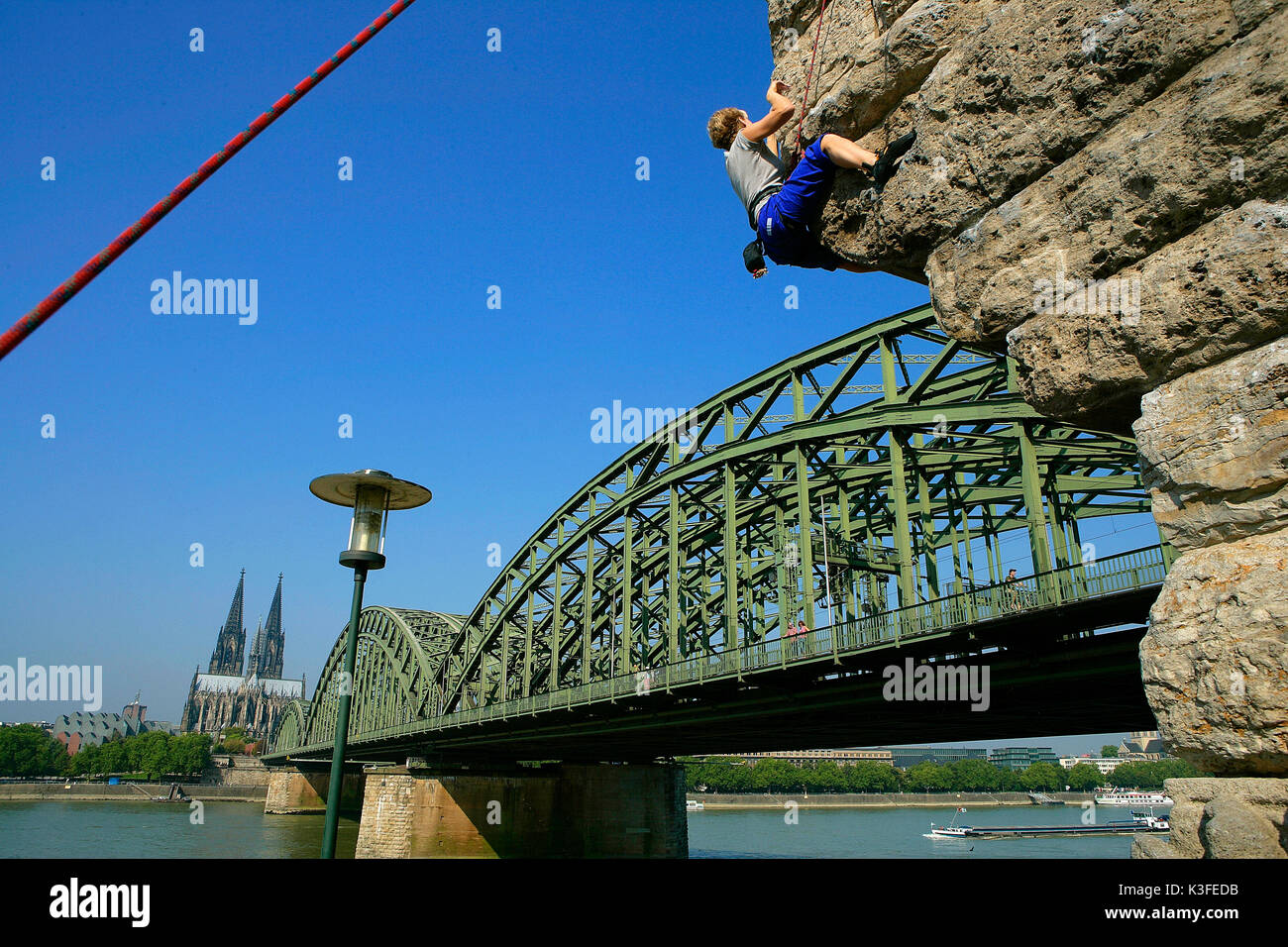 Freeclimbing in Cologne Stock Photo