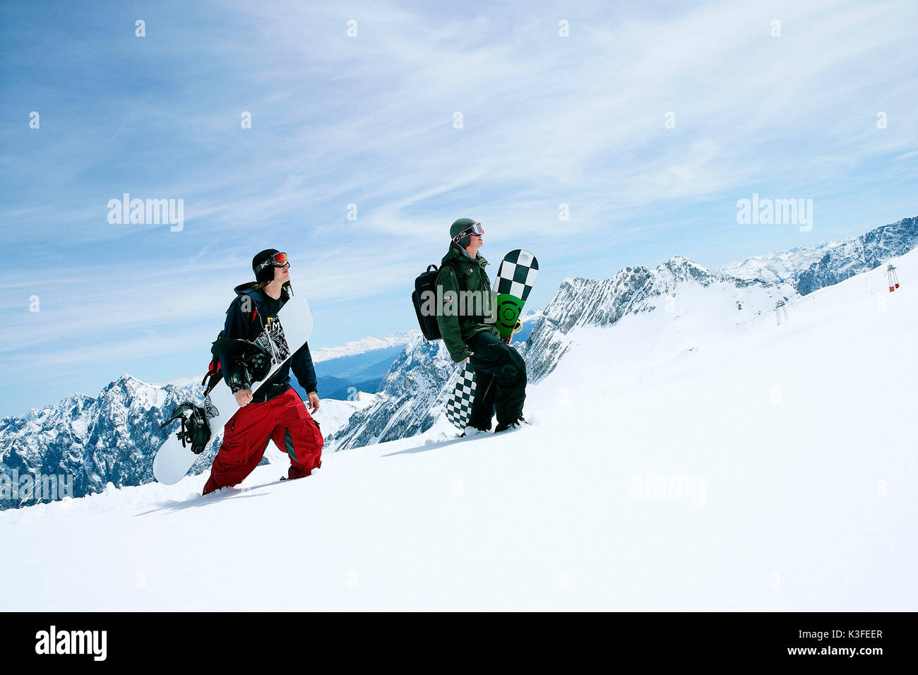 Snowboarder at the Zugspitzplatt Stock Photo