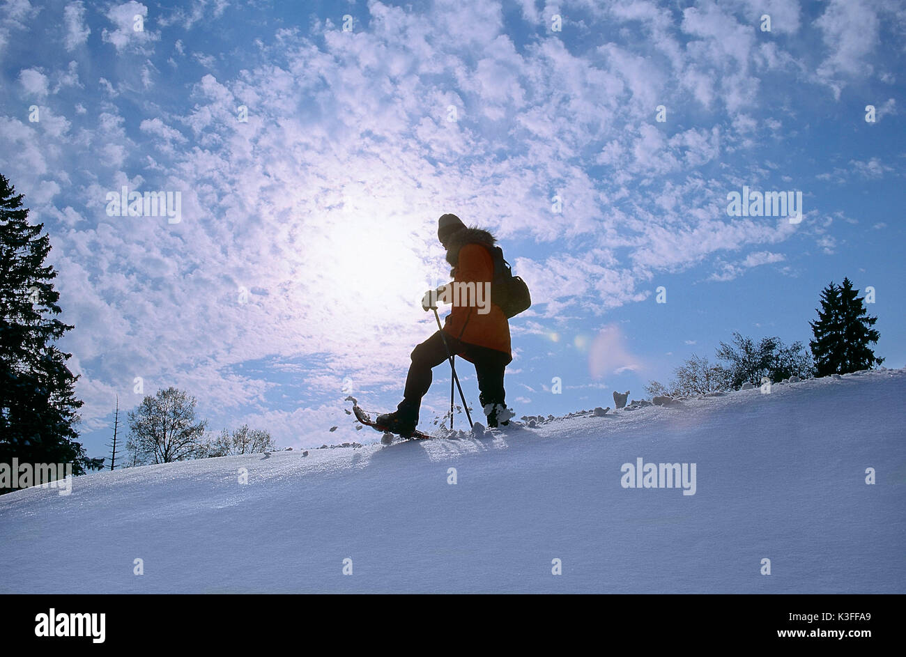 Snow shoe walking Stock Photo Alamy