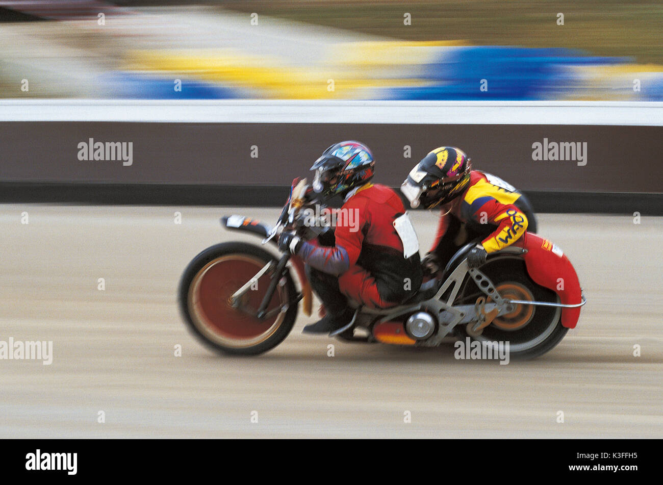 dirt track race by motorcycle and front seat passenger Stock Photo Alamy