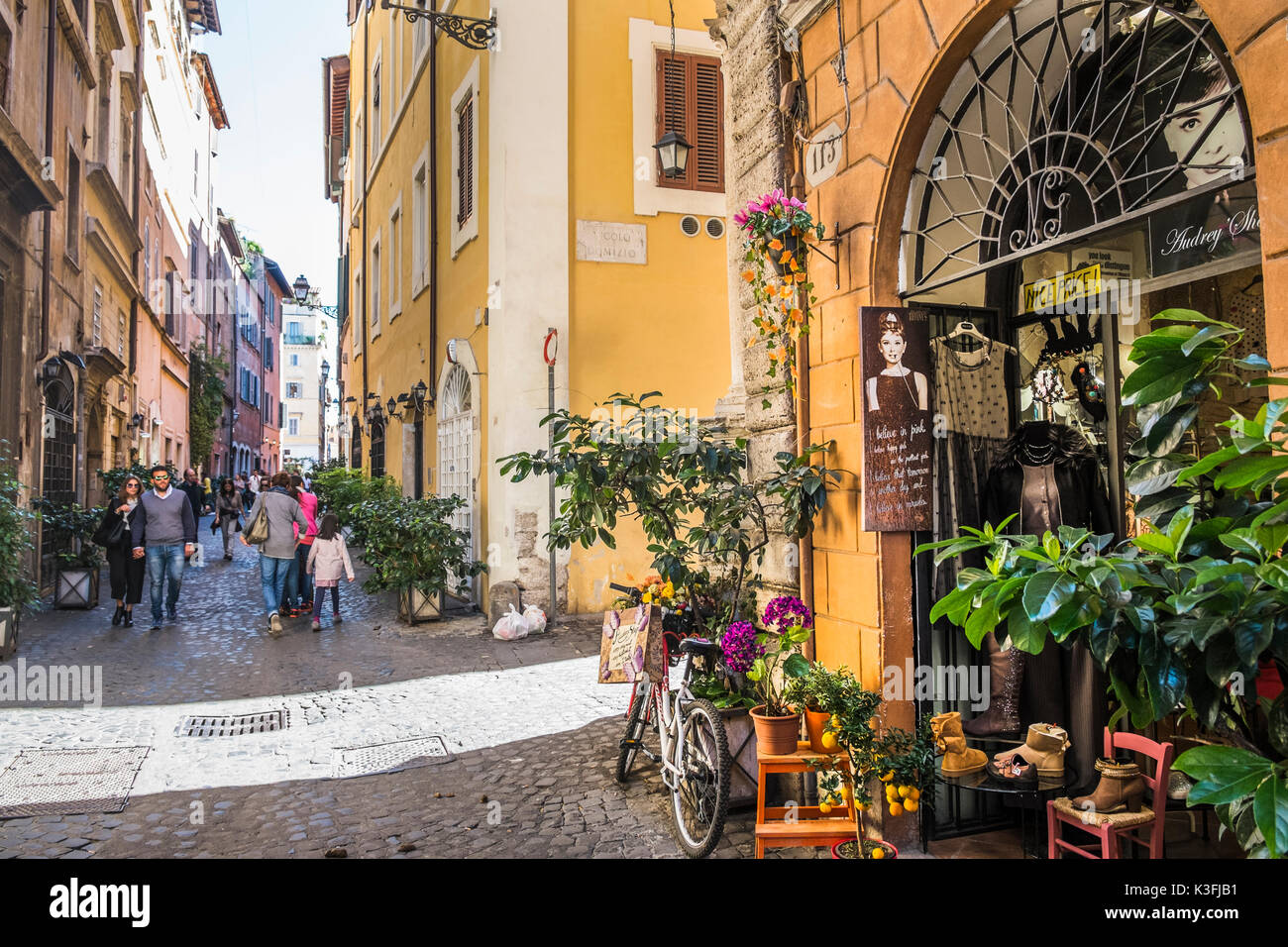 street scene in the historic city center, centro storico Stock Photo