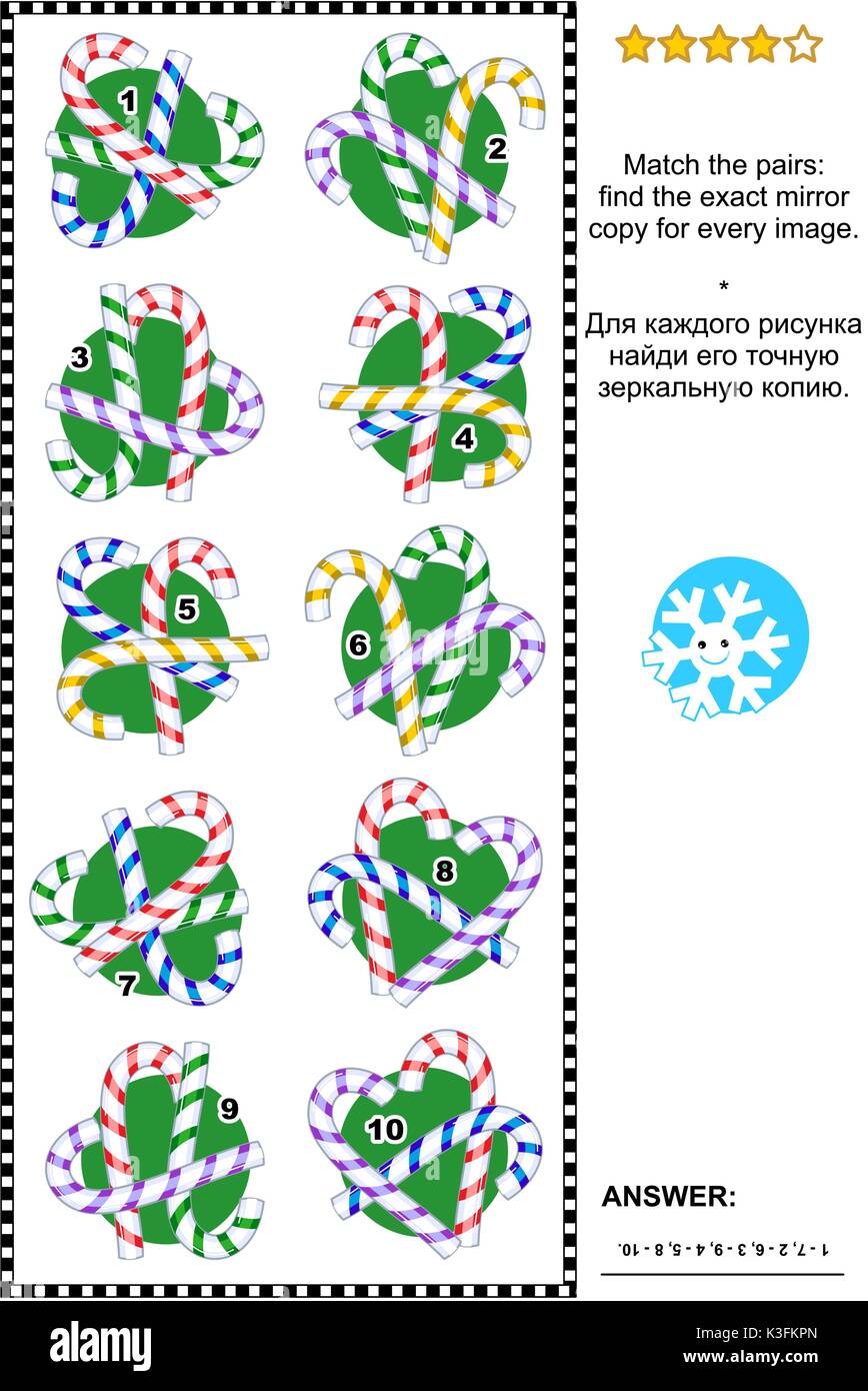 christmas-or-new-year-holiday-themed-visual-puzzle-with-candy-canes-match-the-pairs-find-the-exact-mirrored-copy-for-every-picture-answer-included-stock-vector-image-art-alamy for Candy Cane Puzzle Printable Free Christmas or New Year holiday themed visual puzzle with candy canes: Match the pairs - find the exact mirrored copy for every picture. Answer included Stock Vector Image & Art - Alamy for Candy Cane Puzzle Printable Free