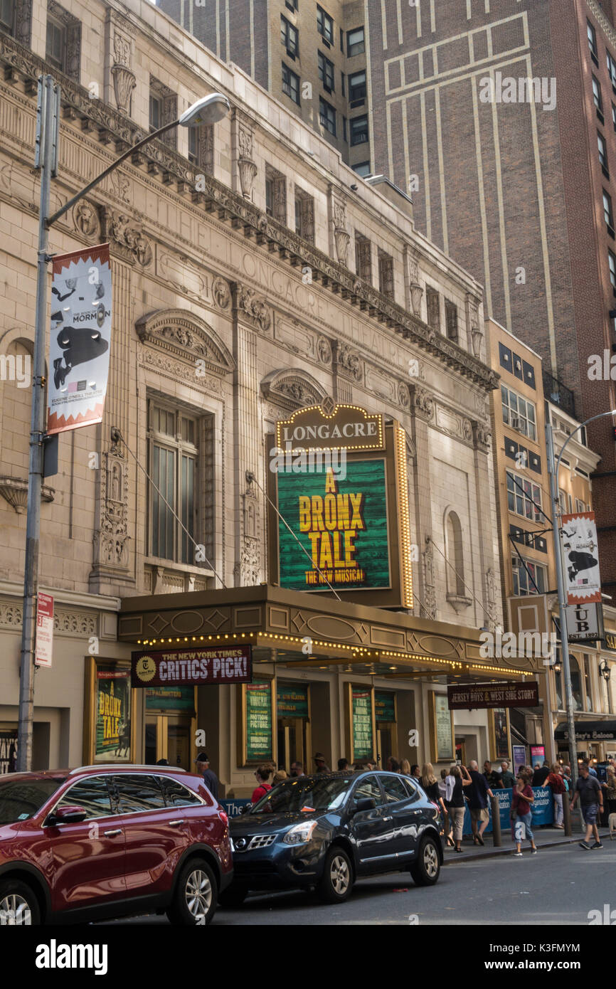 Longacre Theater with "A Bronx Tale" Marquee, NYC Stock Photo Alamy