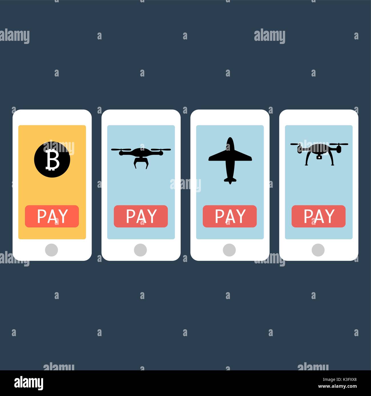 Mobile applications concept with phones flat illustration eps10 Stock Vector