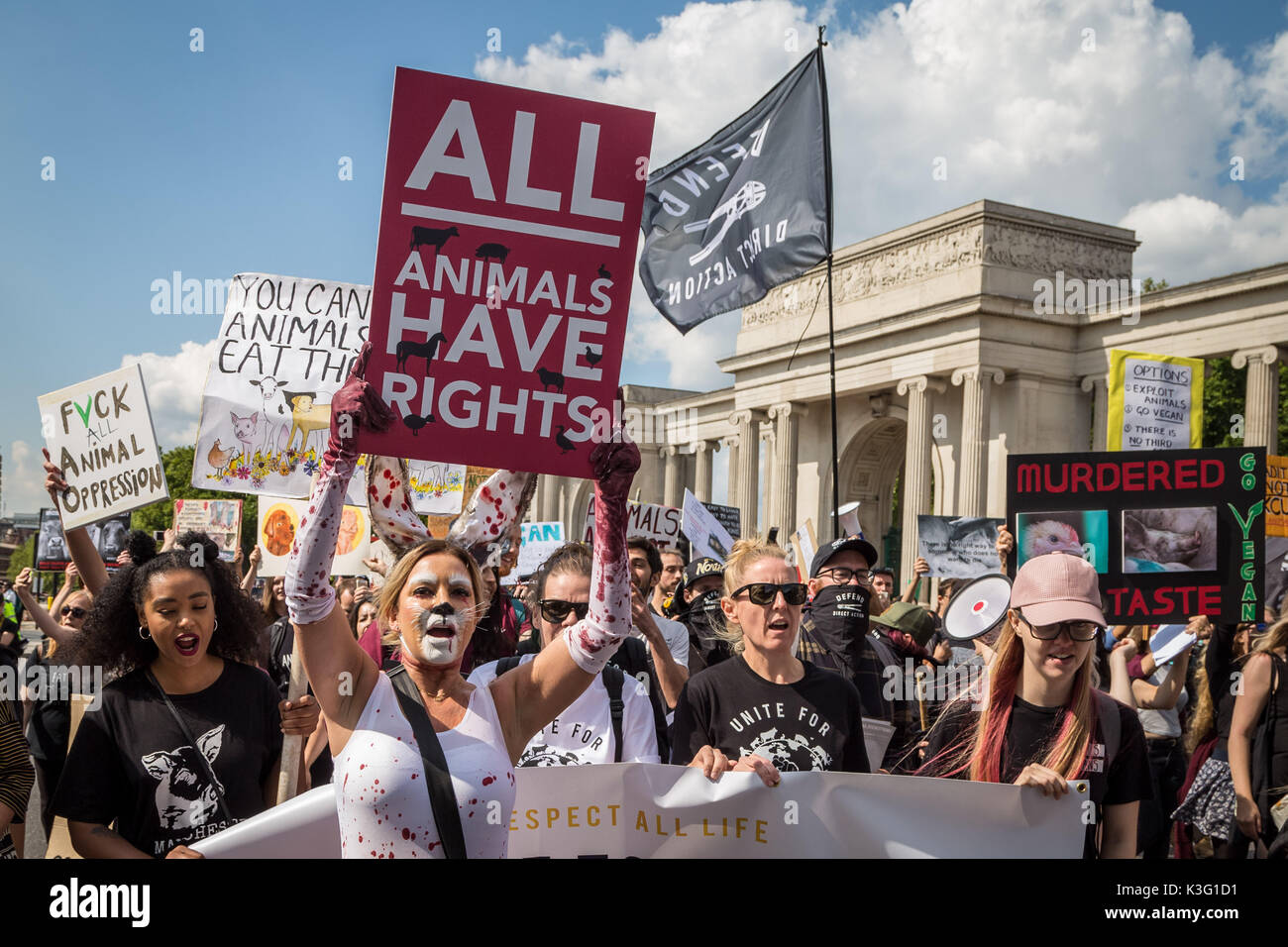 London, UK. 2nd September, 2017. Official Animal Rights March. Several ...
