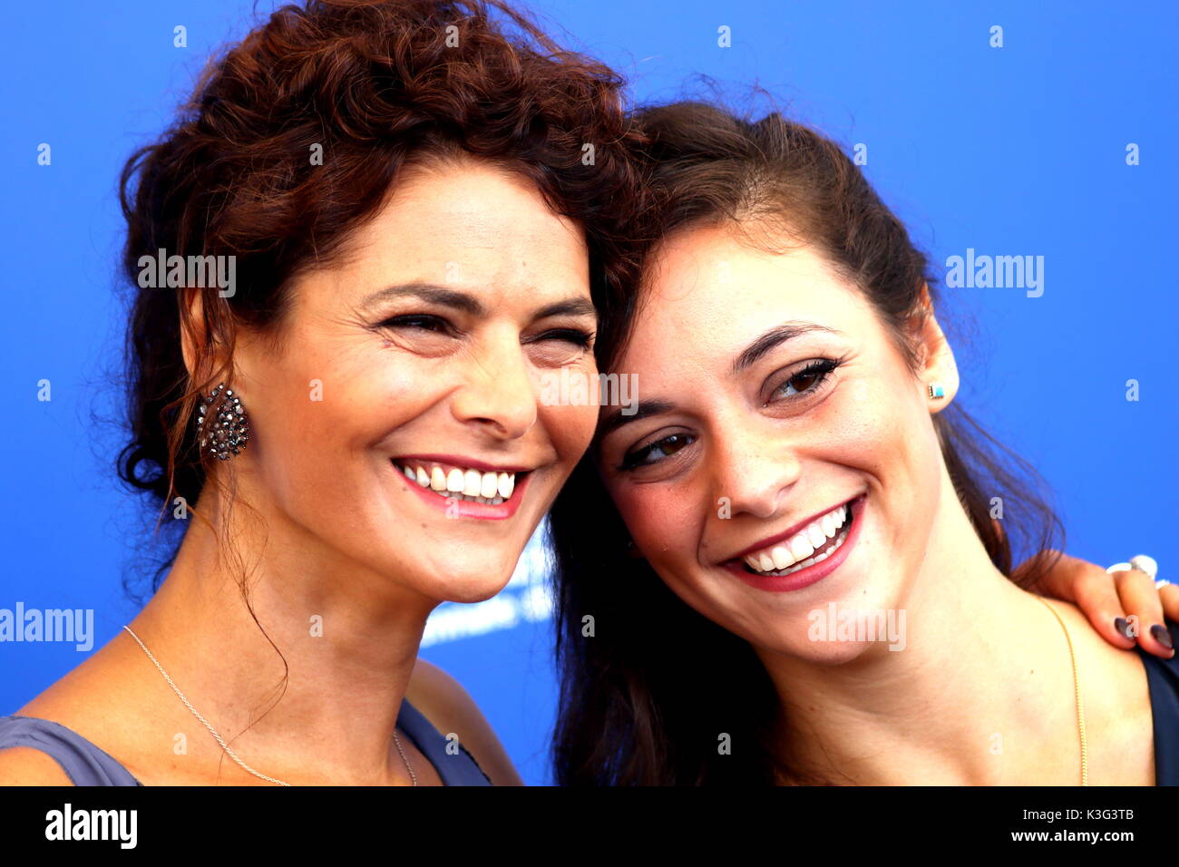 Venice, Italy. 2nd September, 2017. Celeste Casciaro (L) and Alessandra De Luca (R) poses during the 'La Vita in comune'' photocall during the 74th Venice International Film Festival at Lido of Venice on 2nd September, 2017. Credit: Andrea Spinelli/Alamy Live News Stock Photo