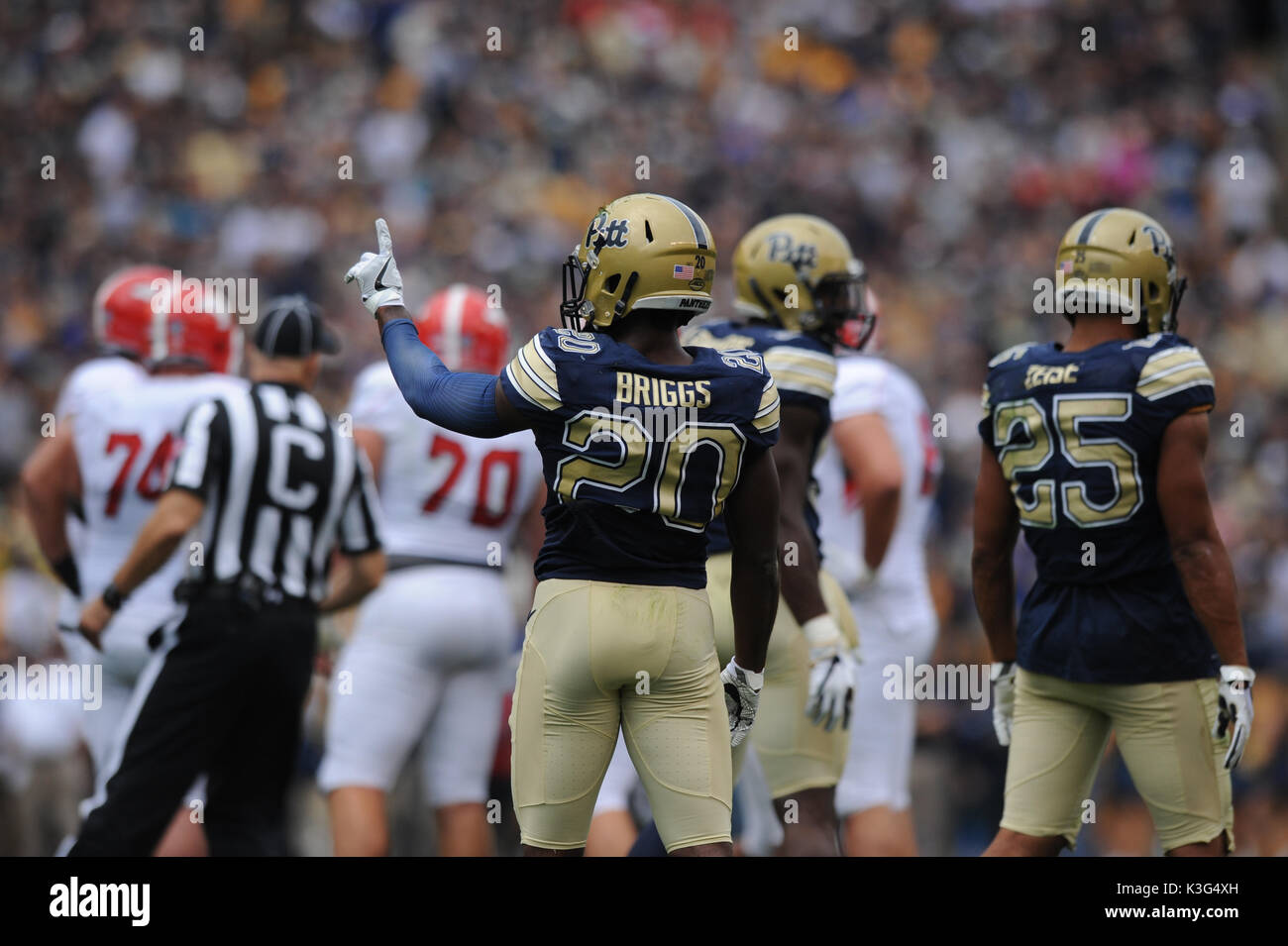 Pittsburgh, PA, USA. 2nd Sep, 2017. Dennis Briggs #20 during the Pitt ...