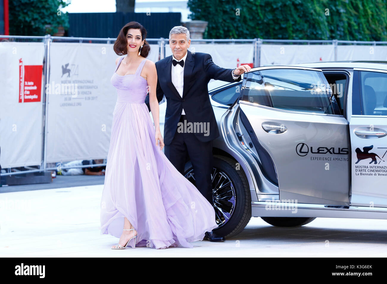 Venice, Italy. 02nd Sep, 2017. George Clooney and his wife Amal arrive