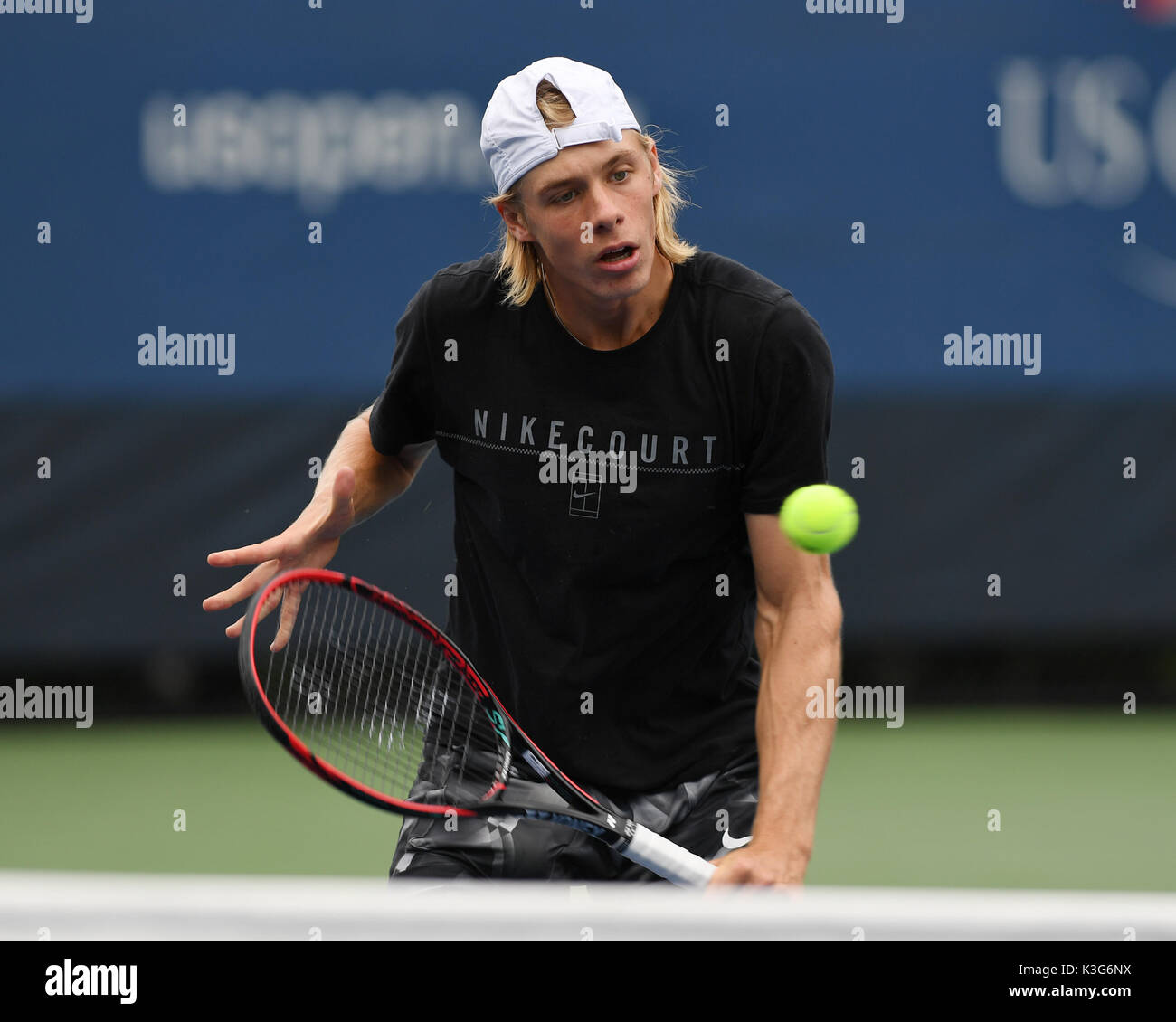 FLUSHING NY- SEPTEMBER 02: ***NO NY DAILIES*** Denis Shapovalov on the practice court during the US Open at the USTA Billie Jean King National Tennis Center on September 2, 2017 in Flushing Queens. Credit: mpi04/MediaPunch Stock Photo