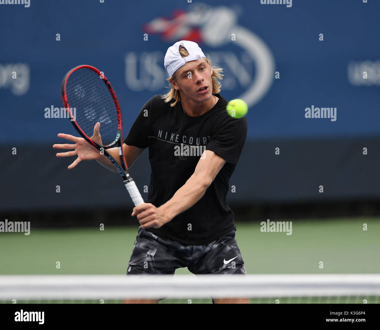 FLUSHING NY- SEPTEMBER 02: ***NO NY DAILIES*** Denis Shapovalov on the practice court during the US Open at the USTA Billie Jean King National Tennis Center on September 2, 2017 in Flushing Queens. Credit: mpi04/MediaPunch Stock Photo