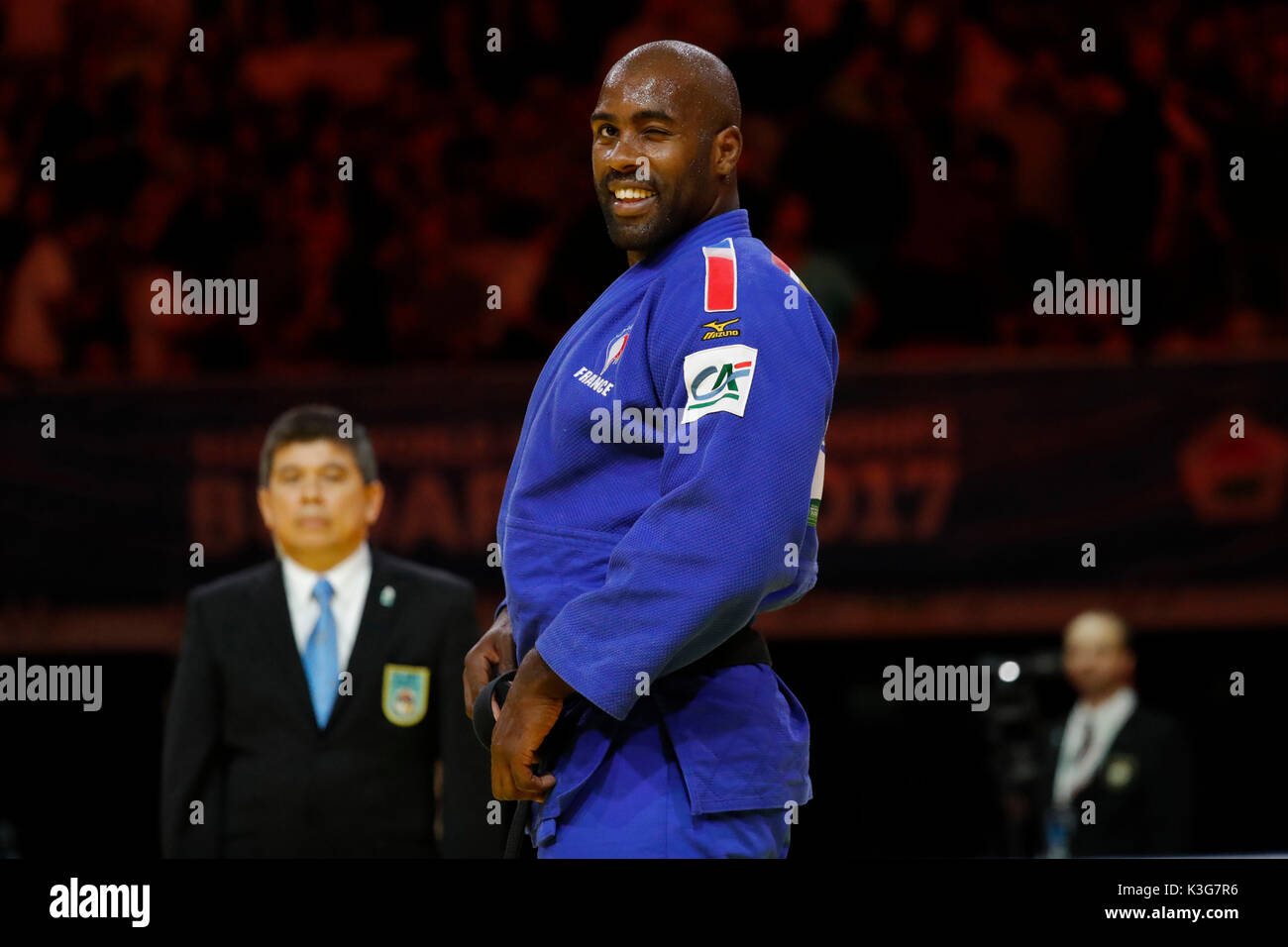 Budapest, Hungary. 2nd Sep, 2017. Teddy Riner (FRA), September 2, 2017 - Judo : SUZUKI World Judo Championships Budapest 2017 Men's  100kg final match at Budapest Sport Arena in Budapest, Hungary. Credit: Yusuke Nakanishi/AFLO SPORT/Alamy Live News Stock Photo