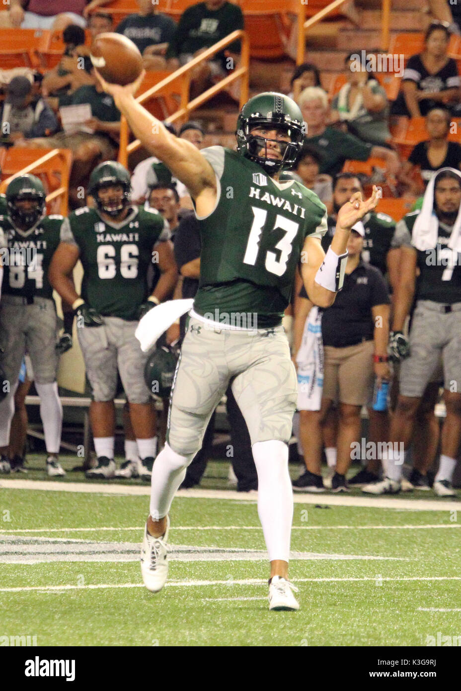 September 2, 2017 - Hawaii Rainbow Warriors quarterback Cole McDonald ...