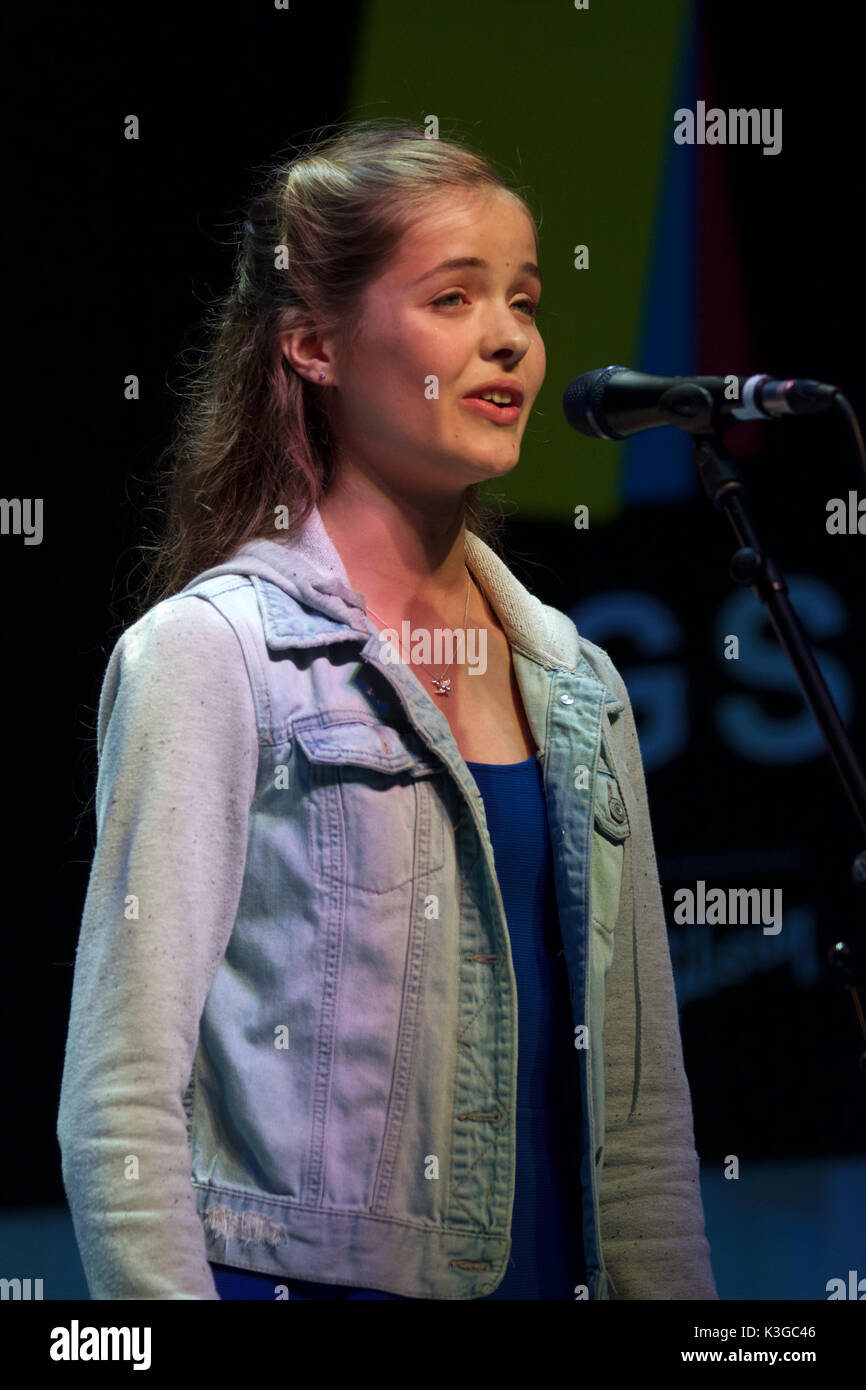 London, UK. 3rd September, 2017. Josephine Shaw attends The Mayor of London’s Gigs Grand Final which took place in Westfield, Sheperds Bush,London. Twelve finalists battle it out .Gigs is more than a competition. For those who stay the course, a whole host of opportunities opens up to them through the wider Busk in London programme – paid bookings, private land busking schemes with earning potential, event management work and industry access.©Keith Larby/Alamy Live News Stock Photo